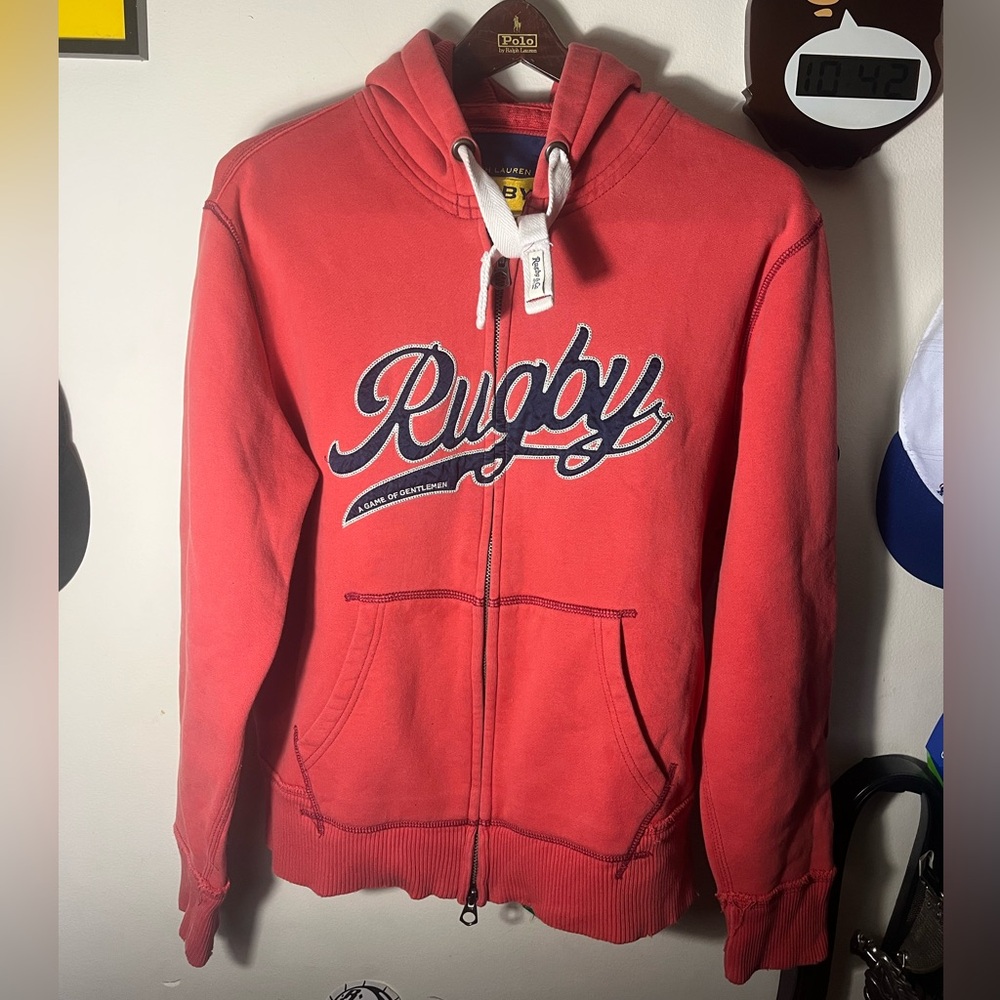 Vintage Polo Ralph Lauren Rugby Hoodie Y2K Medium